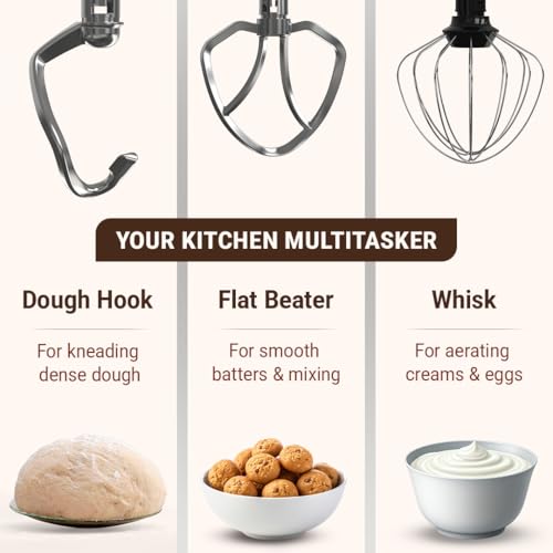 Image of DYLECT BetterMix Stand Mixer for Home | 1300W Powerful Motor | 5L Removeable Bowl | 8 Speed + Pulse Function | Dough Hook, Whisk, Beater & Splash Guard | Anti-Skid Design | Planetary Motion