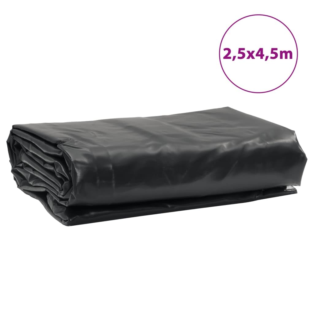 Lona negra de 2,5 x 4,5 m, 650 g/m², lona con revestimiento de PVC, resistente a desgarros, impermeable, resistente a los rayos UV y al moho, protección contra la intemperie para muebles de