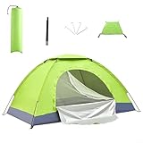 RichVibe Tienda de campaña ultraligera para 1-2 personas, refugio de senderismo con bolsa de transporte para moscas de lluvia, tela Oxford, ventilación de doble puerta (1 persona, verde militar)