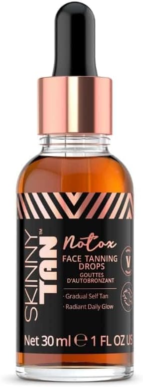 Skinny TanNotox Face Tanning Drops - Hydrating Serum for Face with Vegan Collagen, Guarana, Aloe Vera - Reduces Appearance of Imperfections - 1 oz