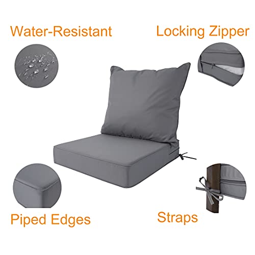 Palmtall Outdoor/Indoor Deep Seat Water Resistant Chair Cushion Replacement Patio Funiture Seat Cushion Gray #TOP2