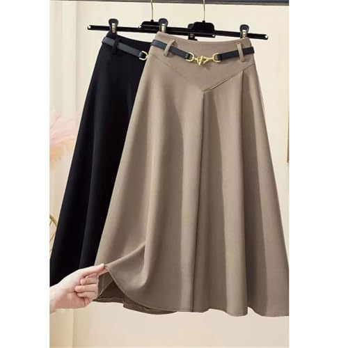 High Waist Solid Color Simple A-Line Skirt Spring Patchwork Elegant Vintage Skirt with Zipper2