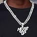 GuoShuang Cuban Link Chain for Men Women with Pendant,miami Ice Out Diamond Cuban Link Necklace Hip Hop Jewelry (Never Give Up -Silver)