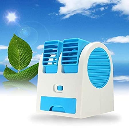 SAHAJ ENTERPRISES.Air Cooling Fan Blade USB Portable Mini AC Cooler Battery Operated Mini Water Less Duel Blower with Ice Tray Best for Home, Shop, Table, Kitchen & Outdoor (Pack of 1)