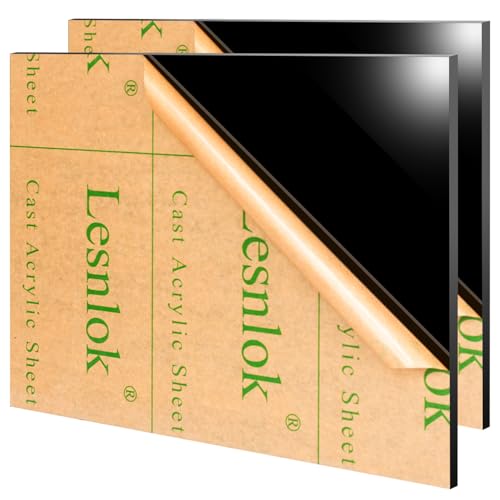 Image of Black Acrylic Sheet 15 x 15 x 1 /8 inch Thick 3mm Black Plexiglass Sheet, DIY Materials for Home Decor, Handcraft, Painting, Photography,Switch Panel, Display Stand (2, 15 x 15 x 1 /8)