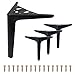 Kewmayer Patas para Muebles, 4 Piezas Patas de Mueble Triangulares Pies de Muebles de Metal, Pies Armario Triangulares Repuesto, para Silla, Mesa de Centro, Armario(Negro Mate)