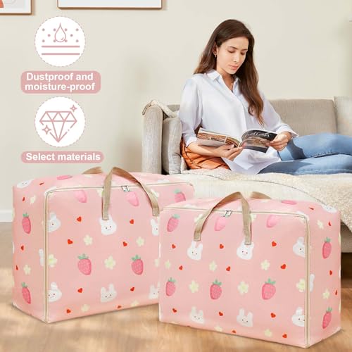 Marjoramy 2 Piezas Bolsa de Almacenamiento Grande de 84 L con Cremalleras, Bolsa Almacenaje Ropa, Bolsas para Casa de Mudanza, Bolsas para Guardar Edredones, Bolsas Mudanza con Asa para Ropa de Cama - imagen 7