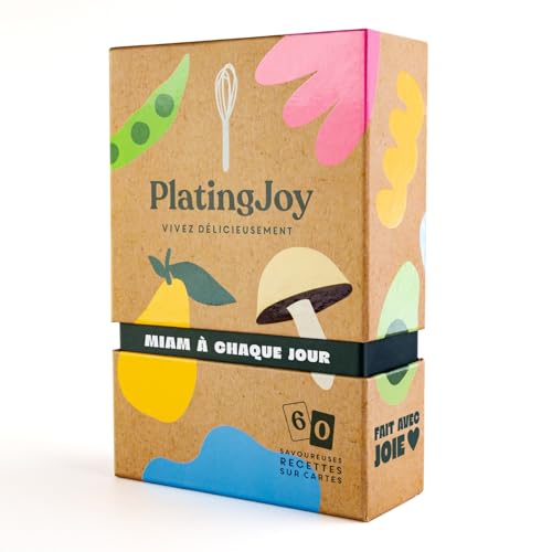 PlatingJoy Recipe Cards in French 4x6 Double-Sided with Box – with 60 Food Ideas - 8 Categories for Cooking at Home with Illustrative Photos - Mother's Day & Birthday Gift for cooking lovers