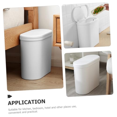 Caneca de basura blanca rectangular para baño y oficina miniatura 5