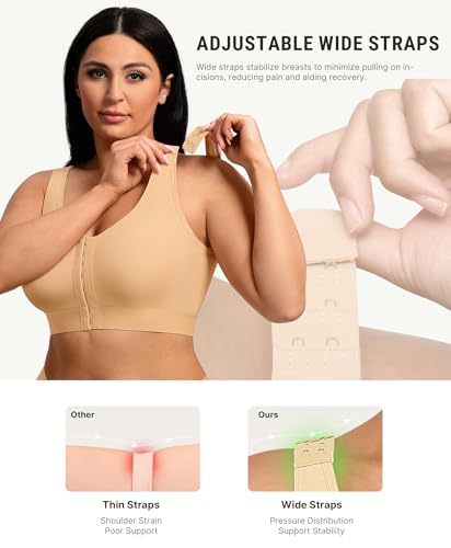 Image of FeelinGirl Mastectomy Bras for Women Compression Post Op Surgery Bra Front Closure Surgical Recovery Everyday Bra