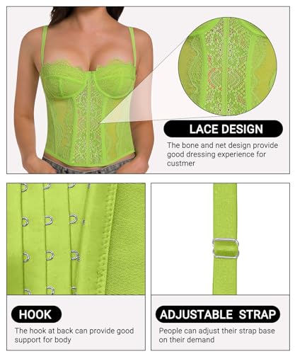 Image of Raxnode Lace Bustier Corset Tops for Women - Sexy Going Out Party Club Top with Buckle