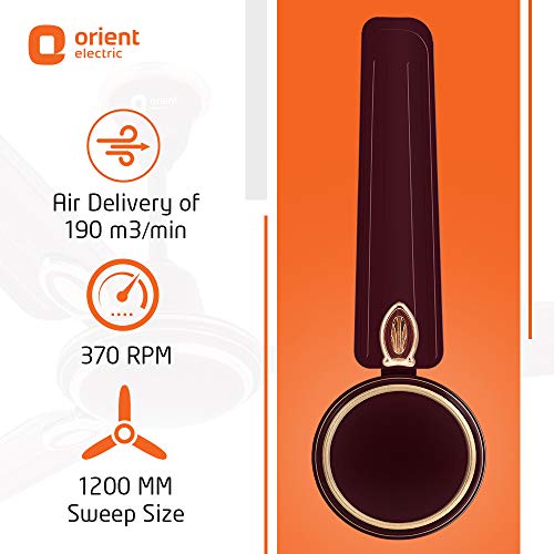 Image of Orient Electric Pacific Air Decor 1200mm Decorative Ceiling Fan (Brown, Pack of 1)