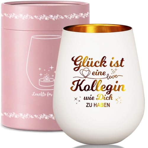 Windlicht Glas mit Geschenkbox für Kollegin Work Bestie, Teelichthalter mit Gravur Spruch Beste Kollegin Geburtstagsgeschenk, Danke Abschiedsgeschenk für Abschied Lieblingskollegin Jobwechsel