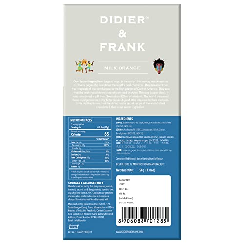 Image of Didier & Frank Spanish Orange Milk Chocolate, 50g