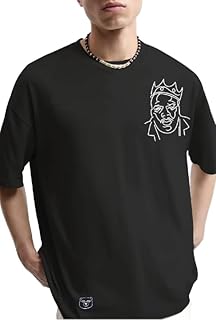 تيشرت مطبوع بقصة واسعة للرجال من كوب