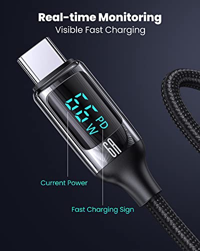 enablink Cavo USB tipo C 66W 6A QC 4.0 con Pantalla LED, da USB A a USB C, 1.2m Nylon Intrecciato, Ricarica Rapida e Trasmissione per Samsung, Huawei P40,Mate 20
