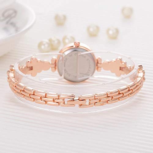 Relógio Feminino Dourado Quartz Pulseira Com Pedras E Flor