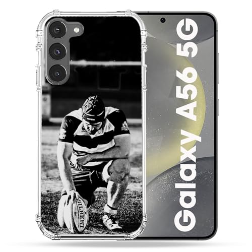 Coque Samsung A56 5G Sport Rugby Noir Blanc Cokitec silicone renforcé