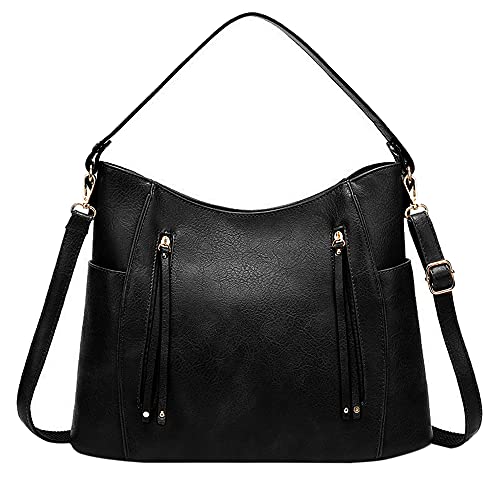 Image of Hobo Shoulder Bag Multi Pockets Purse Handbags Leather Tote Bag Large Crossbody Bag