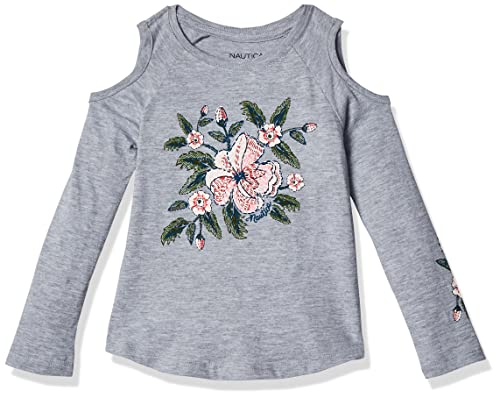 Catálogo de Ropa marca Náutica para Niña los más recomendados. 44 Nautica - Camiseta de Manga Larga para niña, Floral Gris Claro., 4