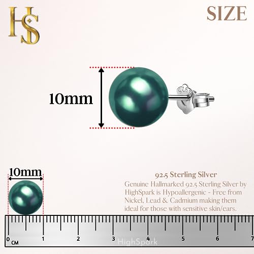 Image of HIGHSPARK 925 Silver Classic Pearl Earrings for Women | 92.5 Sterling Silver & Brilliant Lustre Pearls | Lovely Gift for Women