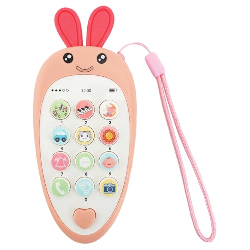 Jodsen Telephone Portable pour Enfant Fille Garcon Jouet Apprentissage Interactif avec Lanière Sons d'animau Berceuses et Anneau de Dentition Détachable...