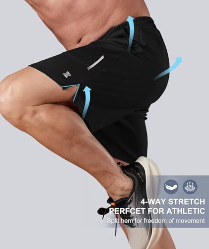 ZITY 7” Inseam Mens Athletic Running Shorts Mesh Quick Dry Gym Shorts Black - image 4