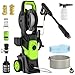 Produktbild IERAKOR Hochdruckreiniger, 150 Bar Elektrischer Hochdruckreiniger mit 420L/H Fördermenge, 0-160° Verstellbare Düse, 10M Hochdruckschlauch, Hochdruckpistole, Wasserfilter, Für Autos/Zäune/Garten (Grün)