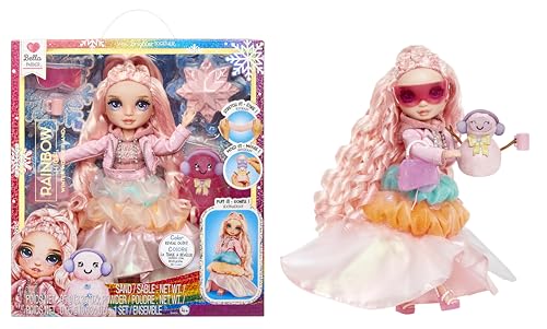 Rainbow High Winter Wonderland Bella - Pink 11” Fashion Doll with Magic Snow Hidden in Fashion That Puffs Up with Water, and Snowman Kit, Great Gift for Kids 4-12 Years Old