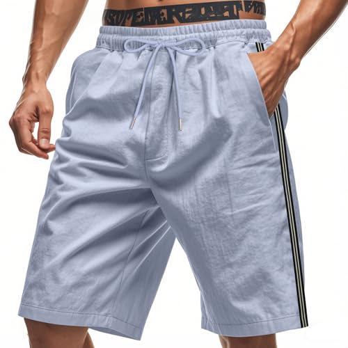 Shorts deportivos casuales para hombre talla Large azul claro miniatura 1