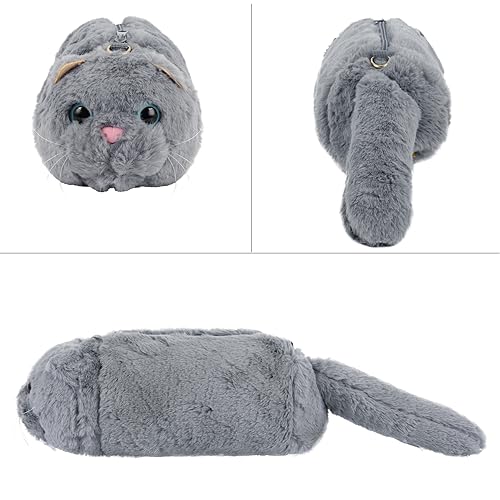 Image of Minache Women Mini Cat Plush Crossbody Bag Shoulder Bag Stationery Pouch Ladies Cosmetic Bag