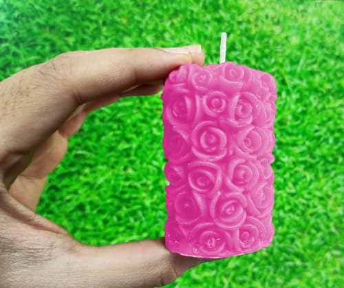 Image of Wax Scented Candles For Home Decor, Coconut Blossom Fragrance, Pillar And Floating Candles Combo, Pink Colour, Pack Of 10, 4 X 7 Cm