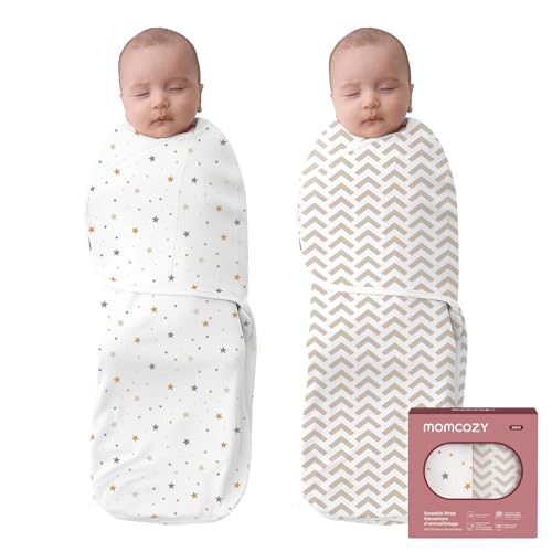 Image of Momcozy Baby Swaddles for 0-3 Months, Noiseless Fasteners & Easy Wrap Design, Perfect for New Parents, Unisex Gift Set of 2, Star