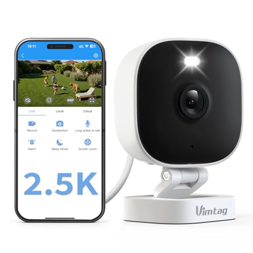 Vimtag 2.5K 4MP Outdoor Security Camera Wired CCTV Camera Systems WiFi w/Color Night Vision for Home Pet Baby Nanny IP65 Motion Detection 2-Way Audio Siren 24/7 Recording Works with Alexa