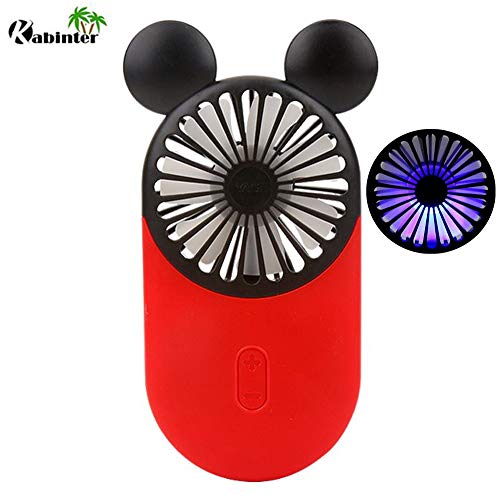 Kbinter Cute Personal Mini Fan, Handheld & Portable Usb Rechargeable Fan Beautiful Led Light, 3 Adjustable Speeds, Holder, For Indoor Outdoor Activities, Mouse Pack (Red+Pink+Blue) (Kbt-Mqfs 3Pc) #TOP2