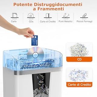 Bonsaii Distruggi Documenti 12 Fogli, Taglio a Croce P-4, Trita CD/Carta/Carta di Credito/Punti Metallici, Cestino 20L, 15 Minuti di Funzionamento Continuo, per Ufficio e Casa, C282-A