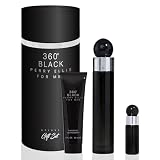 Perry Ellis Fragrances Perry Ellis 360° Black Men's Cologne - 3-piece Gift Set - 3.4 Fl Oz EDT, 3 oz Shower Gel, .25 fl oz EDT mini travel spray - fresh, woody, clean, long-lasting