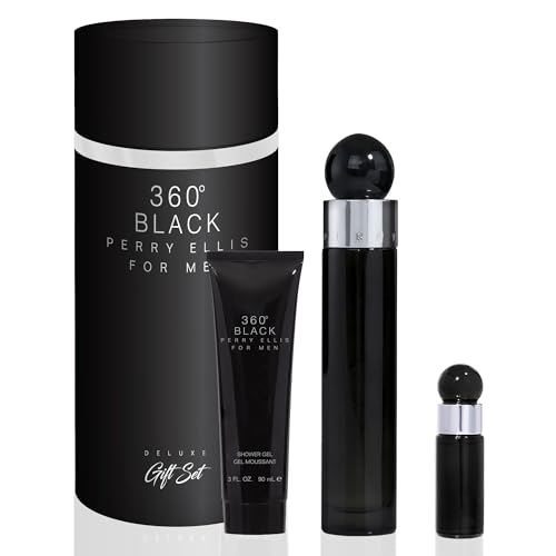 Perry Ellis Perry Ellis 360 Black Gift Set - 3.4 oz Eau de Toilette Spray .25 oz Mini Edt Travel Spray 3 oz Shower Gel for Men Perry Ellis Perry Ellis 360 Black Gift Set - 3.4 oz Eau de Toilette Spray .25 oz Mini Edt Travel Spray 3 oz Shower Gel for Men