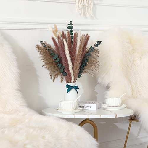 Galmaxs7 Small Fluffy Pampas Grass Bouquet Dried Pompous Grass Natural Dried Pampas Grass Decor Bunny Tails Dried Flowers Boho Flowers Bunny Tail Grass Dried Eucalyptus #TOP1