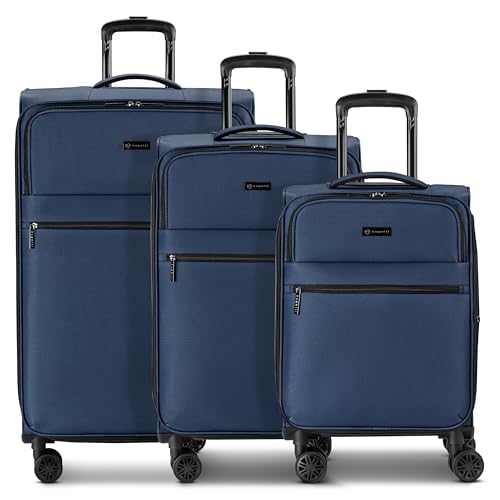 BUGATTI Koffer-Set 3-teilig für Damen und Herren | Reise-Trolleys 46.5 x 28.5 x 75cm aus hochwertigem, flexiblem Polyester Material | Erweiterbar & Doppelrolle| Valencia Soft Serie