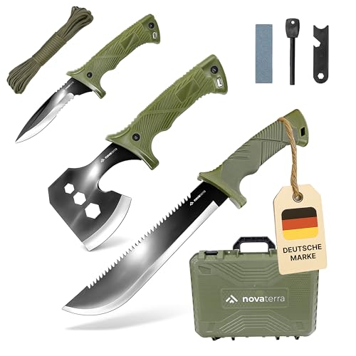 Dönges Survival Set mit Axt, Messer, Machete mit Säge, Spaltaxt, Feuerstarter, Paracord & Zubehör - Bushcraft Outdoor Werkzeug Set im Koffer mit Schaumstoff - Camping & Notfallausrüstung 7-teilig Dönges Survival Set mit Axt, Messer, Machete mit Säge, Spaltaxt, Feuerstarter, Paracord & Zubehör - Bushcraft Outdoor Werkzeug Set im Koffer mit Schaumstoff - Camping & Notfallausrüstung 7-teilig