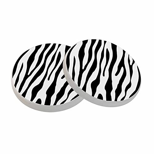 oFloral Black White Coasters for Drinks Zebra Stripe Animal Skin Textures Trendy Cups Place Mats for Home Decor Set of 2, 4 Inch