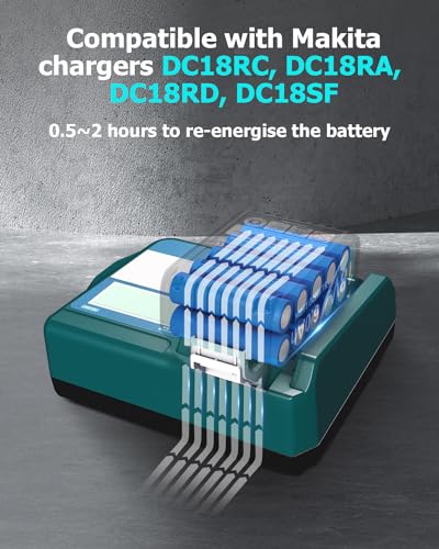 2Pcs Batteria di Ricambio per Makita 18V 5.0Ah