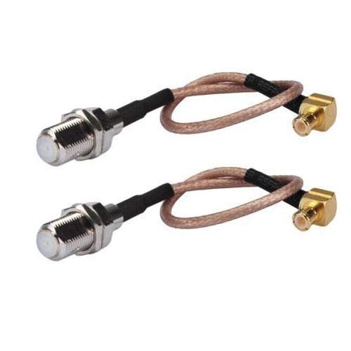 2PCS DHT Electronics RF coaxial Coax Cable F Female to MCX Male Right Angle RG316 6'' - Thumbnail 2