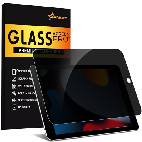 avakot Privacy Screen Protector for iPad 9th Generation 10.2 Inch 2022 Private Tempered Glass Film for iPad 8th/7th Gen 10.2 Private Touch Sensitive Anti-Fingerprint Case Friendly 1 Pack