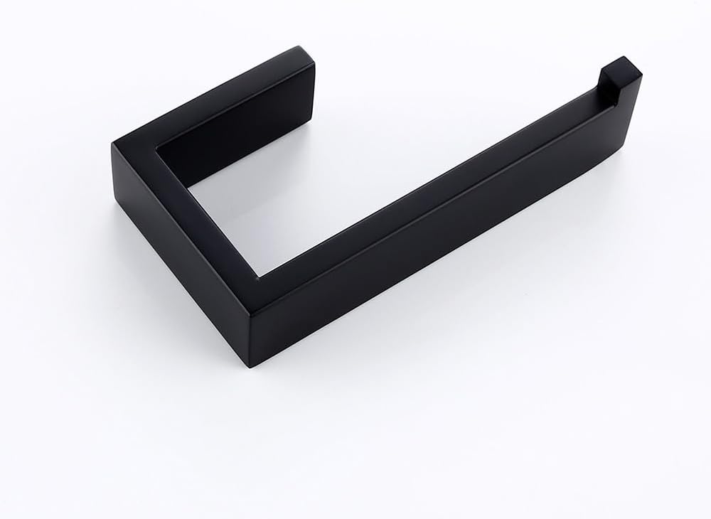 Matte 4-Piece Bathroom Accessory - Wall-Mounted Robe Hook, Towel Rail, Tissue & Toothbrush Rack(Paper Holder)