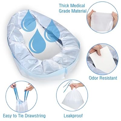 Bedpan Liners with Super Absorbent Pads 20 Packs Disposable Commode Liners Bed Pan Liners with Pulling String, Medical Grade & Universal Fit Bedside Commode Liners for Elderly Women Men Home Nursing