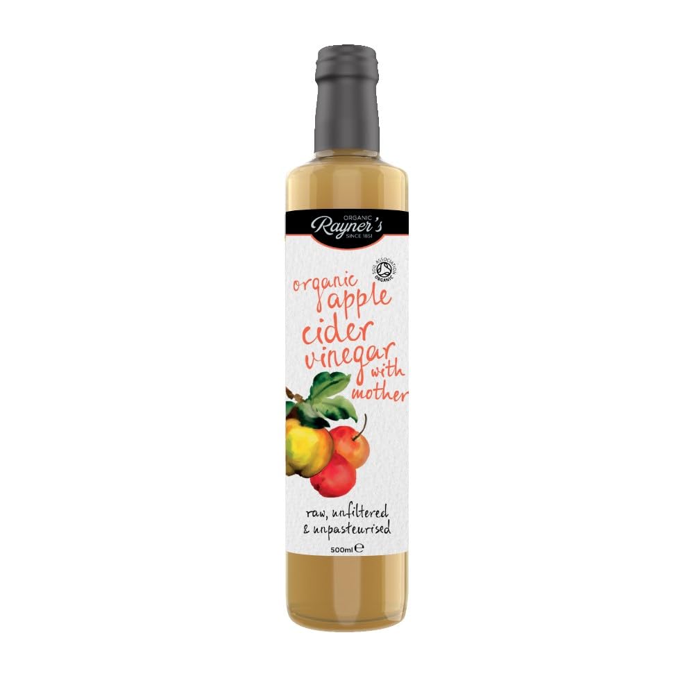 Rayner's Organic Raw Apple Cider Vinegar with Mother, 6 x 500 ml – Organic, Raw, Unfiltered & Gluten-Free
