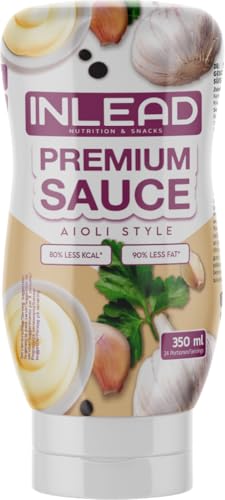 INLEAD - Premium Sauce - Perfecto para una nutrición y dieta conscientes | Variedad baja en calorías | Vegano | Sin gluten | Sin lactosa - 350ml (Aioli Style)