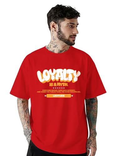 Image of LEOTUDE Men Oversized Half Sleeve Round Neck Tshirt for Men's (Color :